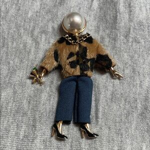 Chico's Gold and Blue Fashion Brooch